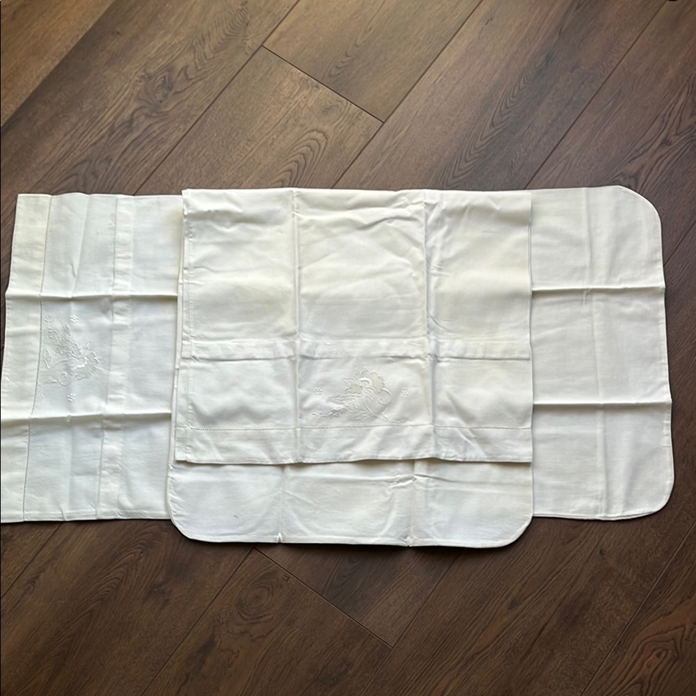 NEW Hand Embroidered white pillow cases. Two pillow cases. 100% cotton.